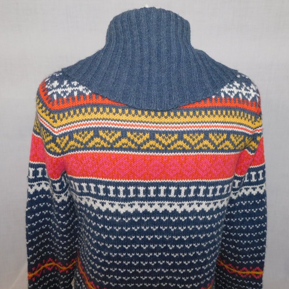 Bluenotes Shawl Collar Gray orange Yellow White Double Button Cardigan Sweater L - Picture 10 of 11